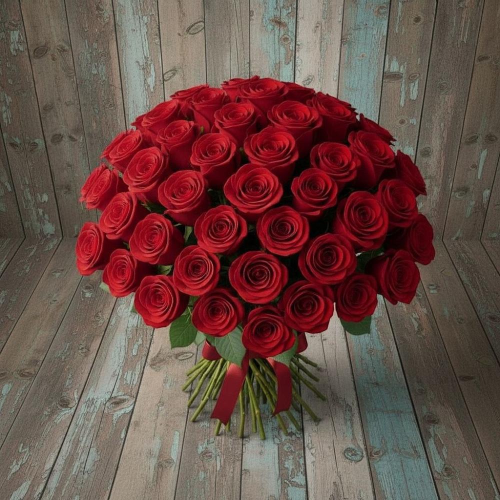 Букет 55 Красных роз Фридом в Никульское