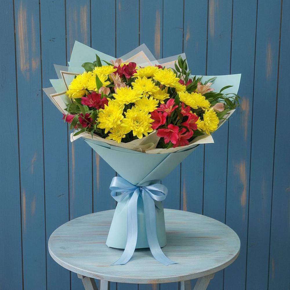 Букет цветов из: Альстромерии и Хризантемы в Никульское