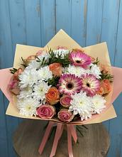 Букет цветов из:  Розы, Герберы и Хризантемы в Никульское