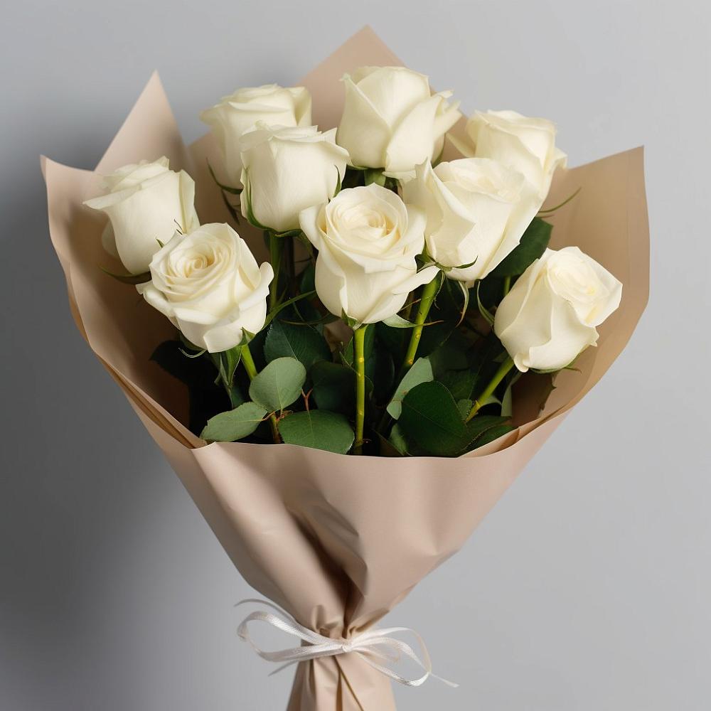 Букет 9 Белых роз Эдлесс Лав в Никульское