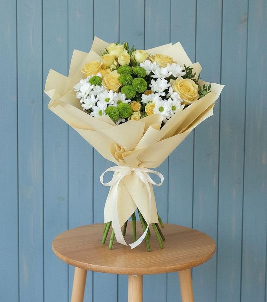 Букет цветов из: Хризантемы и Розы в Никульское