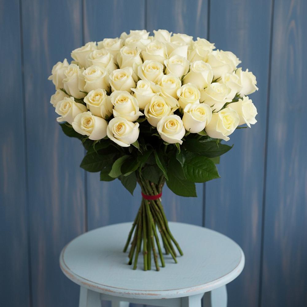 Букет 51 Белая роза Эдлесс Лав в Никульское