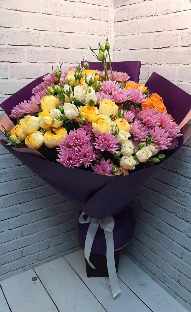 Букет цветов из: Хризантемы и Розы в Никульское