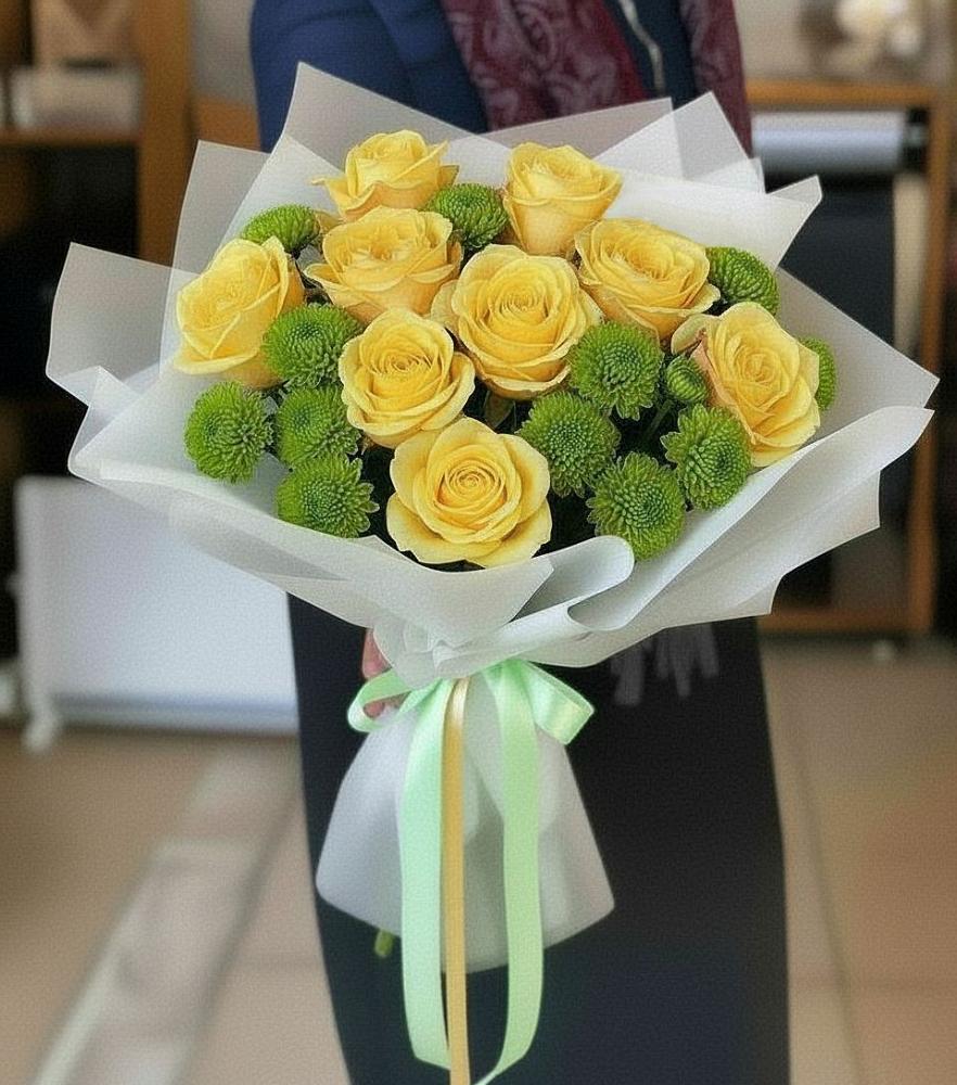 Букет цветов из: Хризантемы и Розы в Никульское