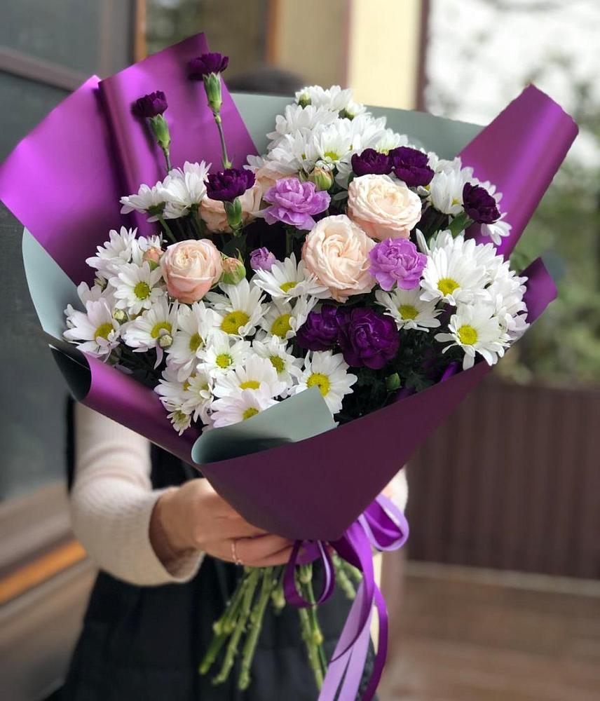 Букет цветов из: Хризантемы, Гвоздики и Розы в Никульское