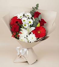 Букет цветов из:  Розы, Хризантемы, Герберы и Лилии #REPLACE_PRED# Никульское