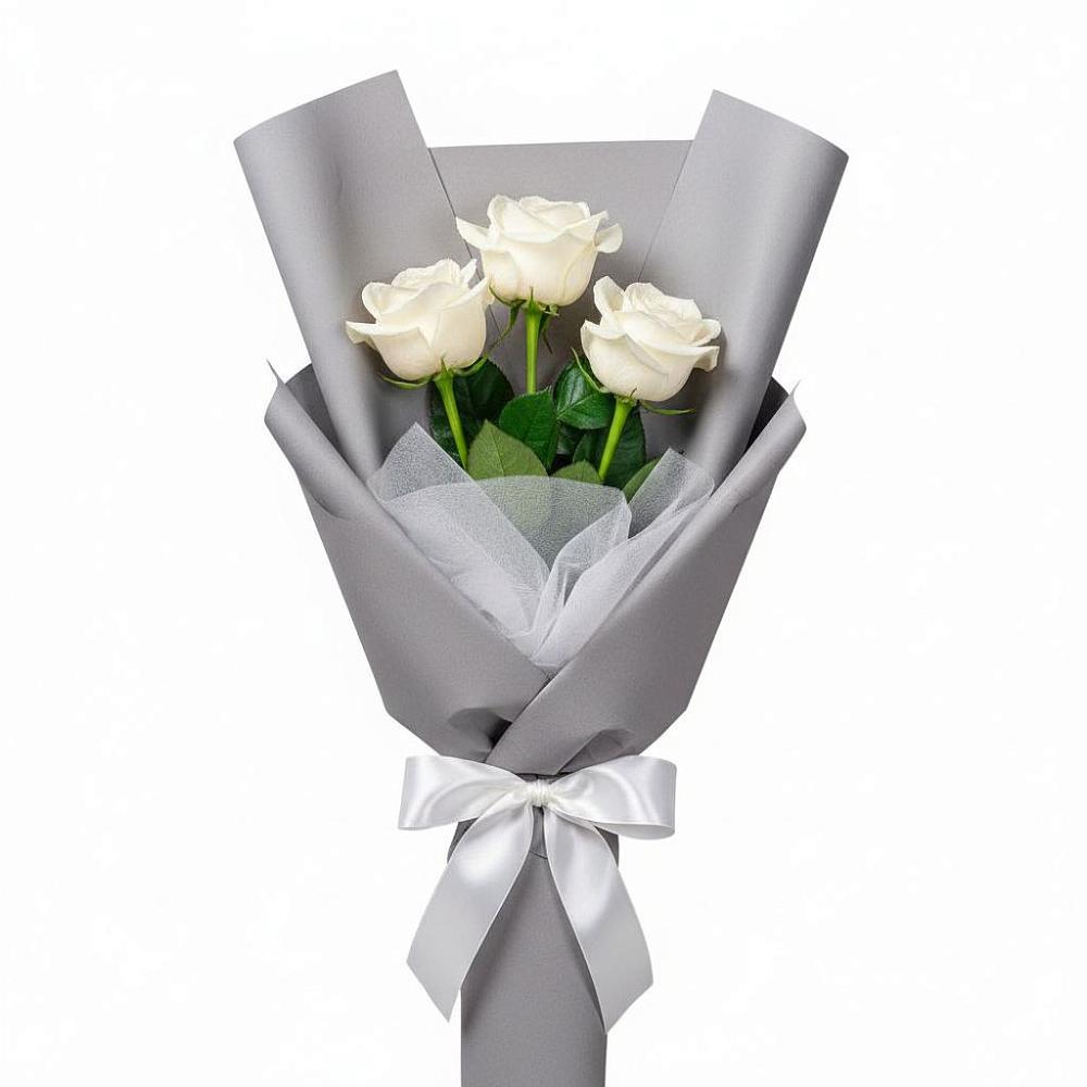 Букет 3 белые розы в Никульское