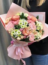 Букет нежные объятья в Никульское Букет цветов из: Гвоздики, Розы и Хризантемы в Никульское