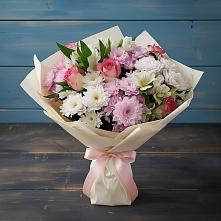 Букет цветов из:  Хризантемы, Альстромерии и Розы в Никульское