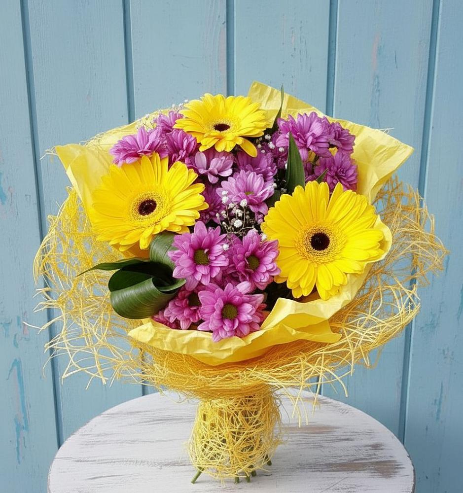 Букет цветов из: Хризантемы и Герберы в Никульское