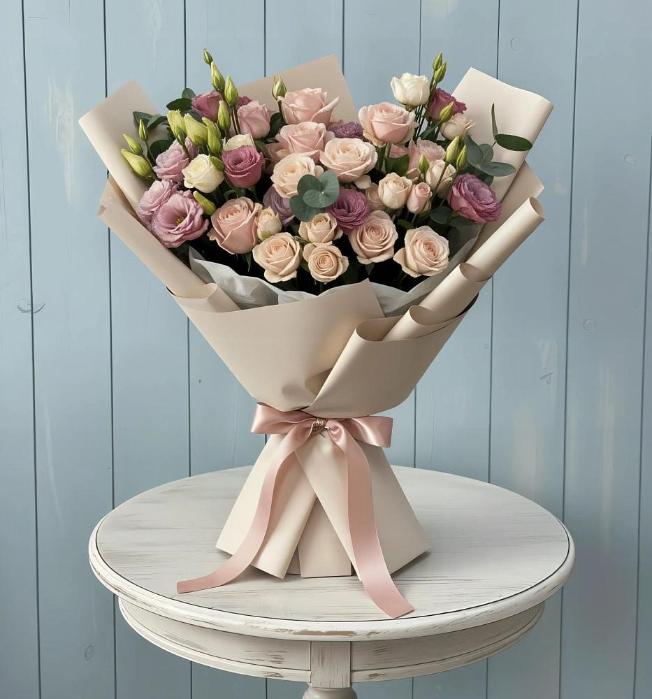 Букет цветов из: Розы и Лизиантусы в Никульское