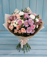 Букет цветов из:  Хризантемы, Розы и Альстромерии #REPLACE_PRED# Никульское