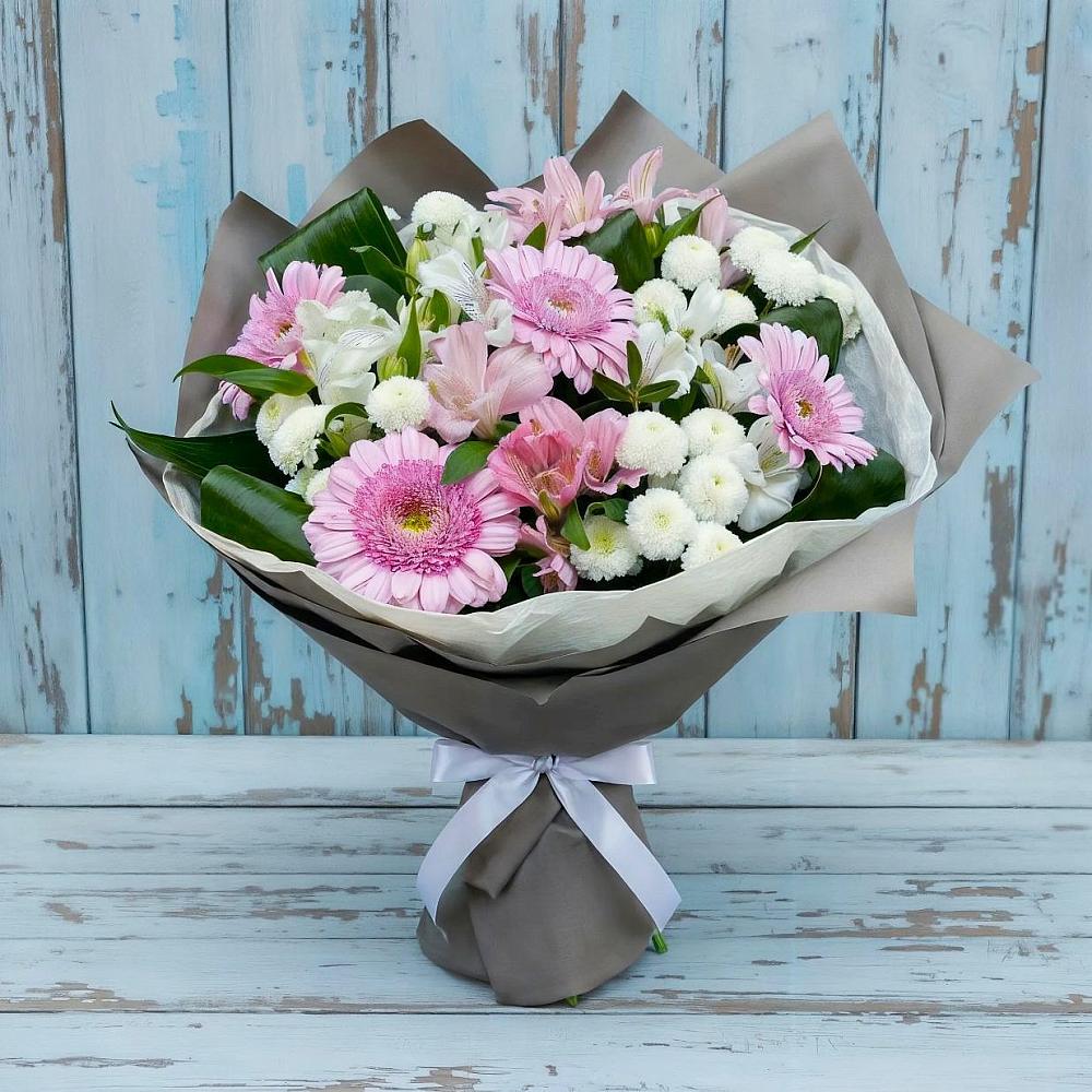 Букет цветов из: Герберы, Альстромерии и Хризантемы в Никульское
