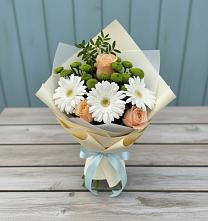 Букет цветов из:  Герберы, Розы и Хризантемы в Никульское