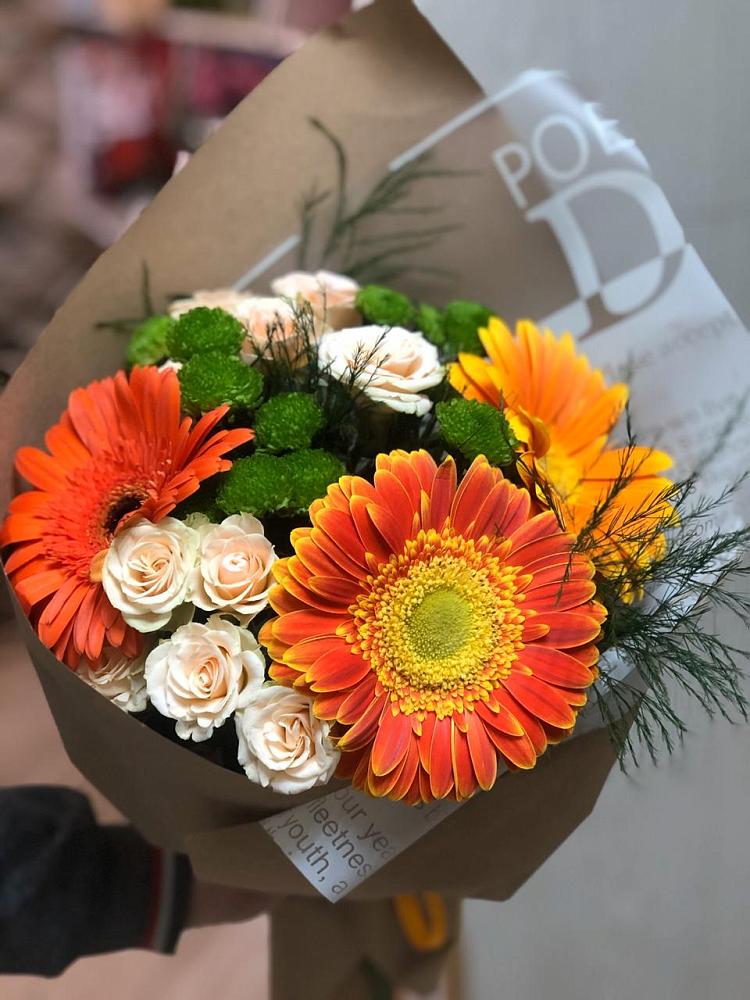 Букет цветов из: Герберы, Хризантемы и Розы в Никульское