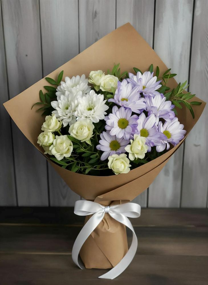 Букет цветов из: Хризантемы и Розы в Никульское