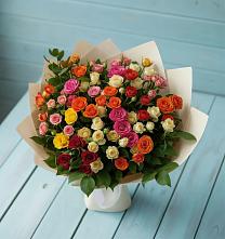 Букет Микс из разноцветных кустовых роз в Никульское